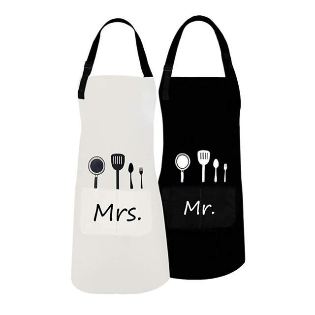 ETLEE Mr. and Mrs. Couple Aprons Set, Adjustable Kitchen Cooking Bib Apron Wedding Anniversary Engagement Bridal Shower Gift for Couples and Newlyweds