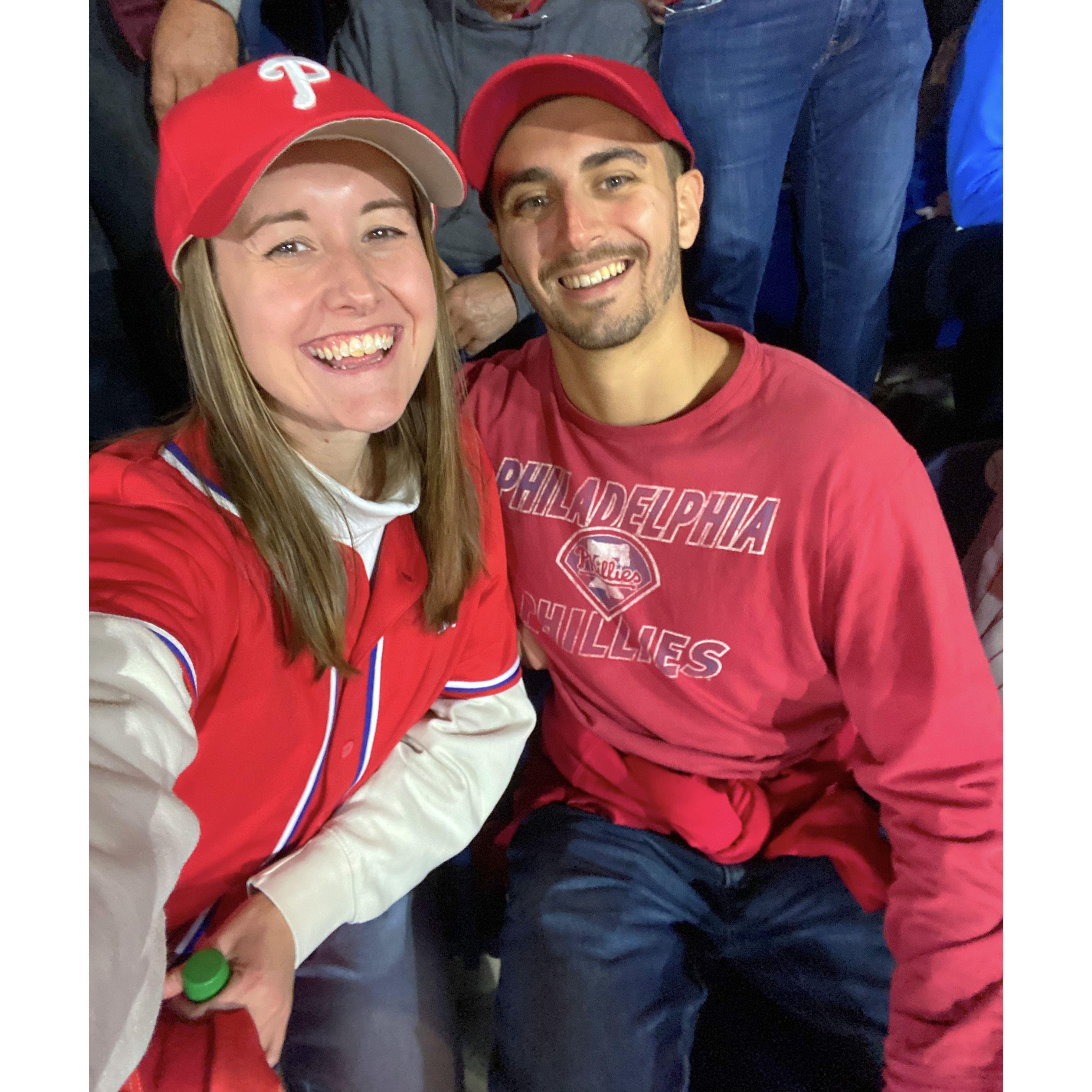 Our first Phillies game at the World Series!