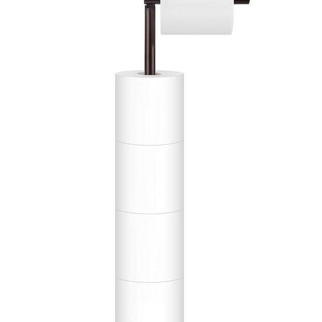 Toilet Paper Holder Stand, Free Standing Toilet Paper Roll Holder for 4 Spare Rolls, Modern Bathroom Toilet Paper Stand with Reserve, Oil Rubbed Bronze, Housen Solutions