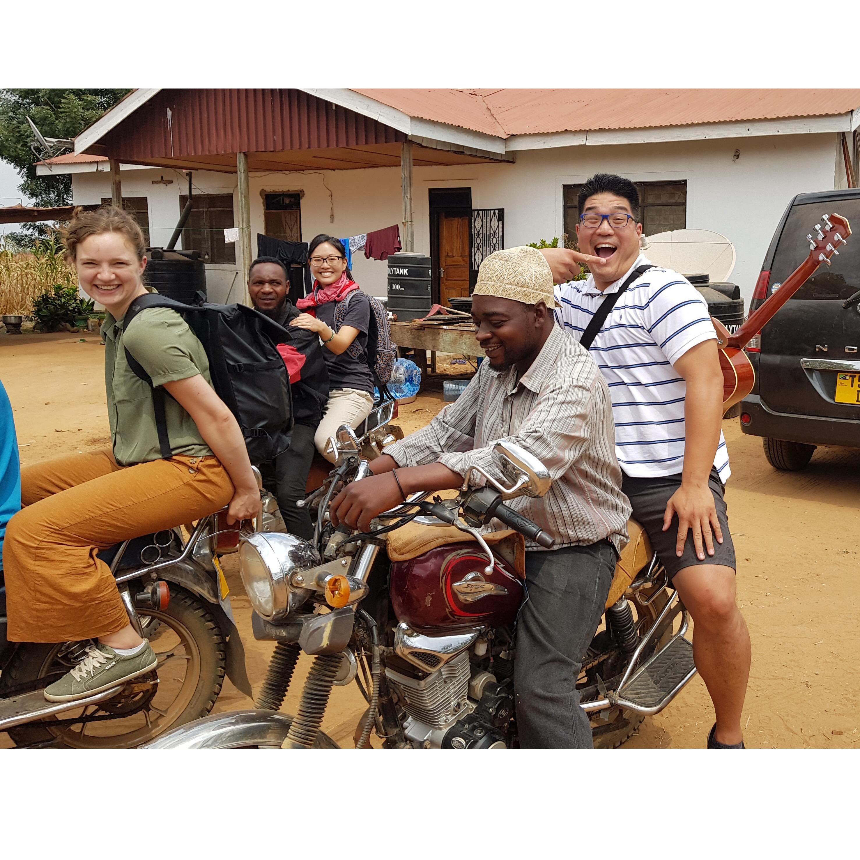 Very bumpy motorcycle ride to a rural church