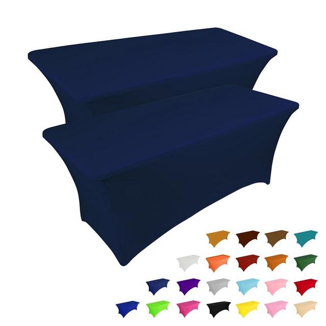 IVAPUPU 2 Pack 6FT Table Cloth for Rectangular Fitted Events Stretch Jean Blue Table Covers Washable Table Cover Spandex Tablecloth Table Protector for Party, Wedding, Cocktail, Banquet, Festival