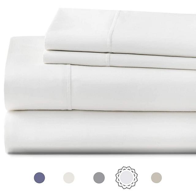 Hyde Lane 1000 Thread Count Queen Sheet Set - White| 4 Piece - Stretch Fitted Sheet & Shams| Stretches Up to 16" with Deep Pocket | 100% Cotton, Superior Softness - Shrink & Pilling Proof