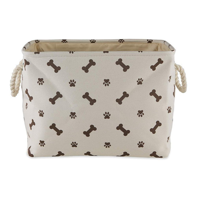 Bone Dry Pet Storage Collection Paw and Bone Print, Large Rectangle, 17.5x12x15", Dark Brown