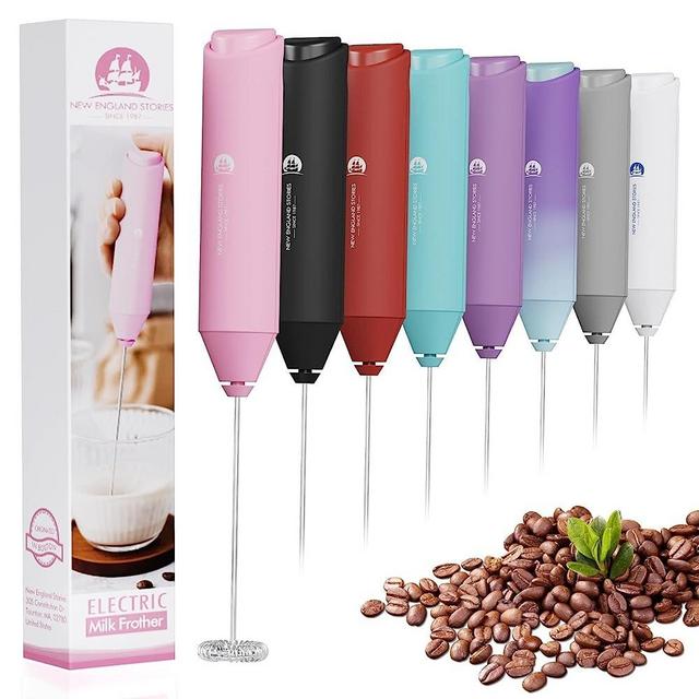 Electric Milk Frother Handheld, Battery Operated Whisk Beater Foam Maker for Coffee, Cappuccino, Latte, Matcha, Hot Chocolate, Mini Drink Mixer, No Stand, Pink