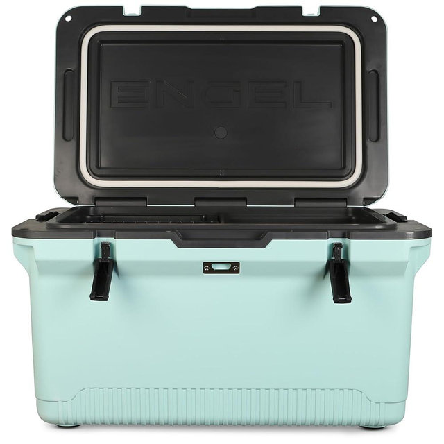 ENGEL 60 QT Ultra-Light Injection Molded Cooler - Ice Chest Keeps Ice up to 7 Days - Large Cooler Includes Wire Basket, Divider and Built-in Bottle Opener