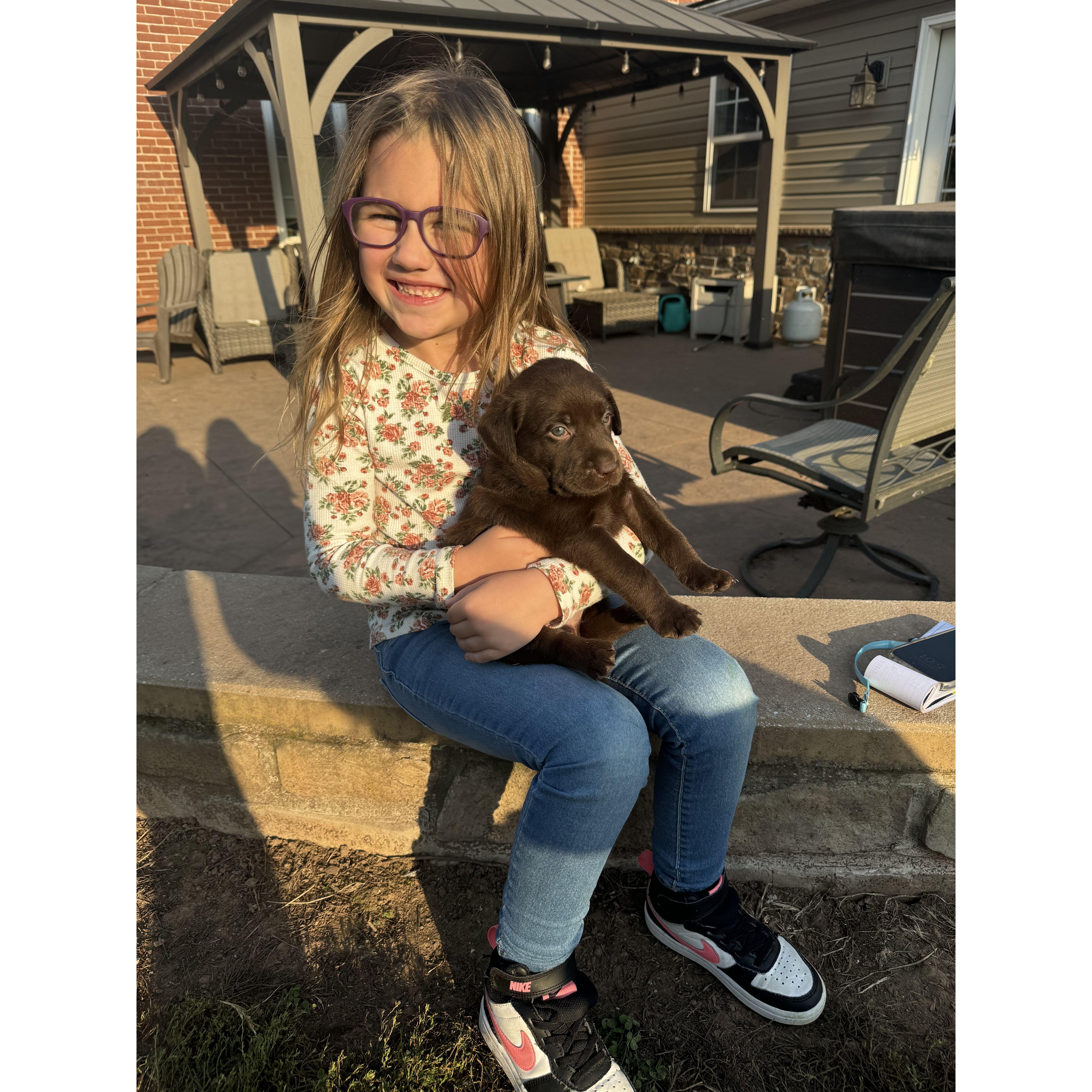 Oakleigh with our Family Dog!