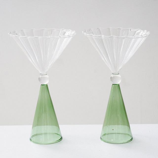 Pair of Green Stemmed Martinis