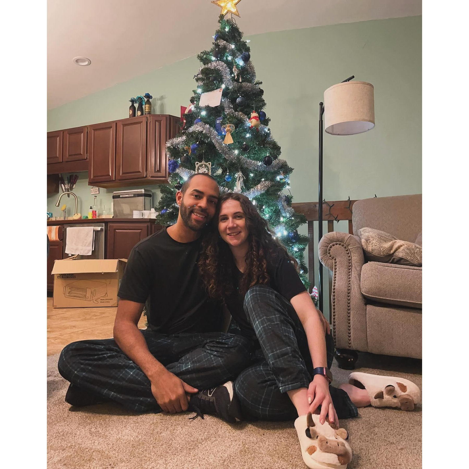Our first Christmas together, right after my tonsils being removed!