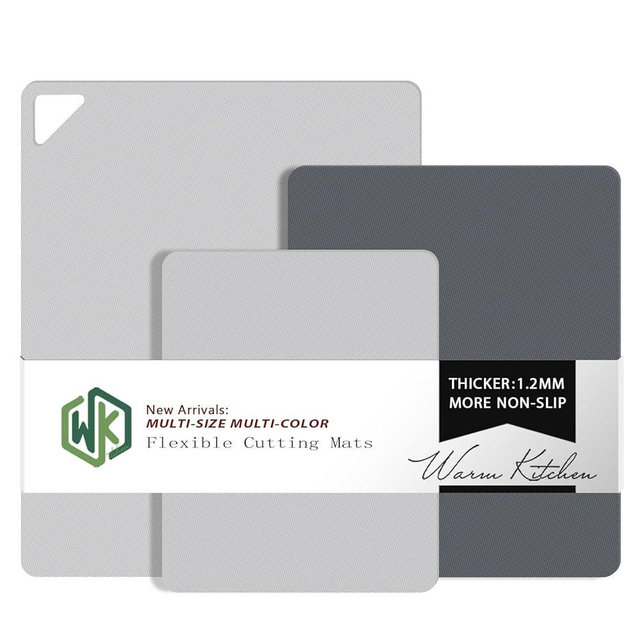 Plastic Cutting Board Mats Set of 3, WK Flexible Cutting Mats for Kitchen, Non Slip, BPA Free, Dishwasher Safe, Multi Sizes
