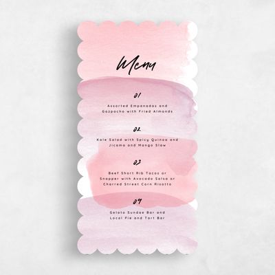 Pink Scalloped Wedding Menu - Bailey