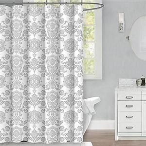 Malaka 72-Inch x 72-Inch Medallion Fabric Shower Curtain in Grey