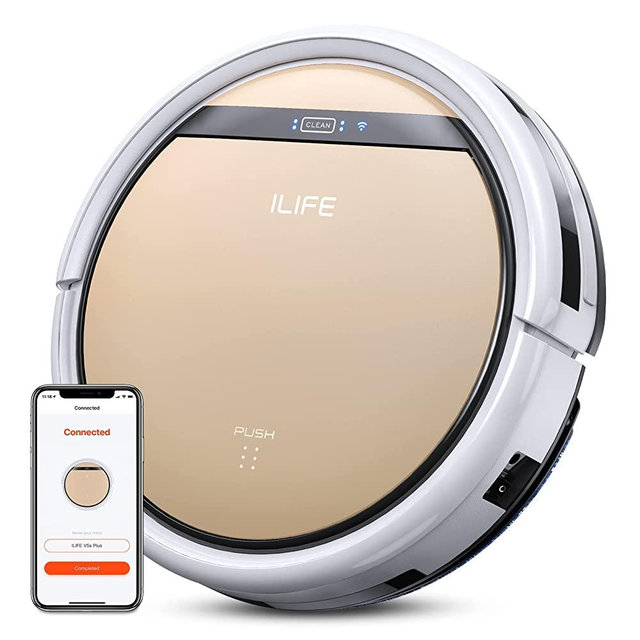 ILIFE Robot Vacuum and Mop Combo - Smart Robotic Vacuum Cleaner with WiFi/Alexa/APP - Slim Self Charging Automatic Vacuum Cleaner Robot Ideal for Hardwood Floor Carpet Pet Hair(V5s Plus)