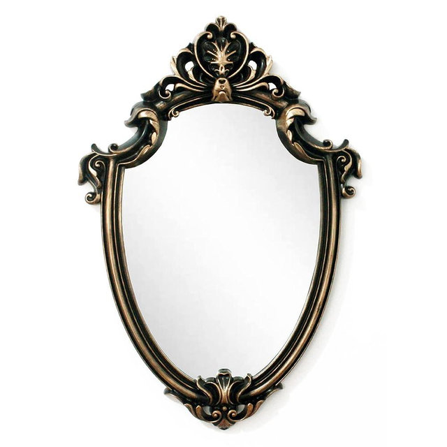 Eaoundm 16.5 x 11.5inch Vintage Mirror Antique Mirror Decorative Wall Mirror Shield Shape (Vintage Gold)