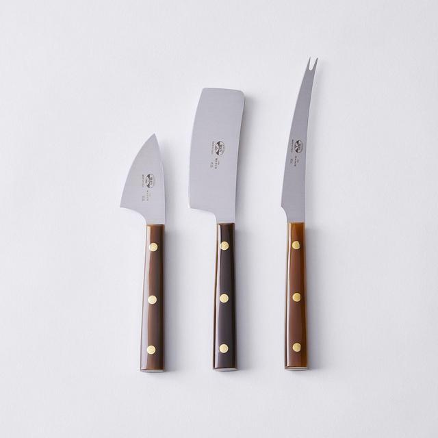 Berti Itallian Cornotech-Handled Cheese Knives, Set of 3