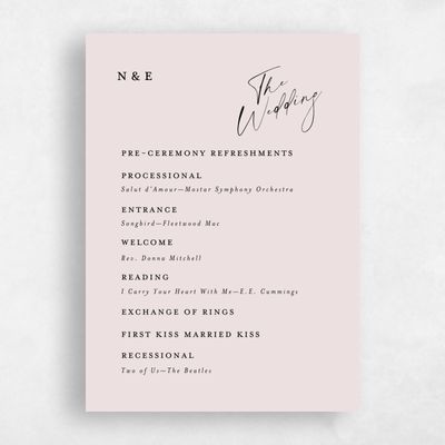 Light Mauve, Pink Wedding Program - Anerley