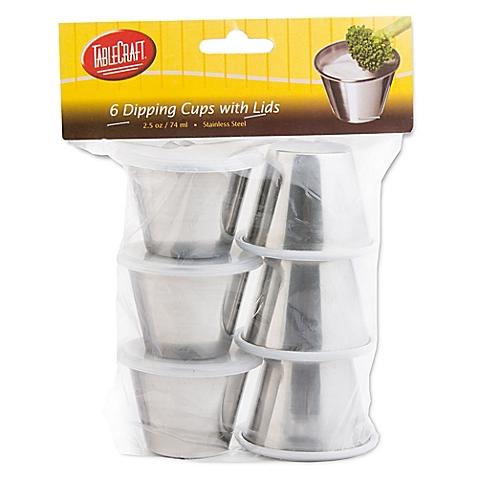 Stainless Steel 6-Pack Dipping Cups with Lids
