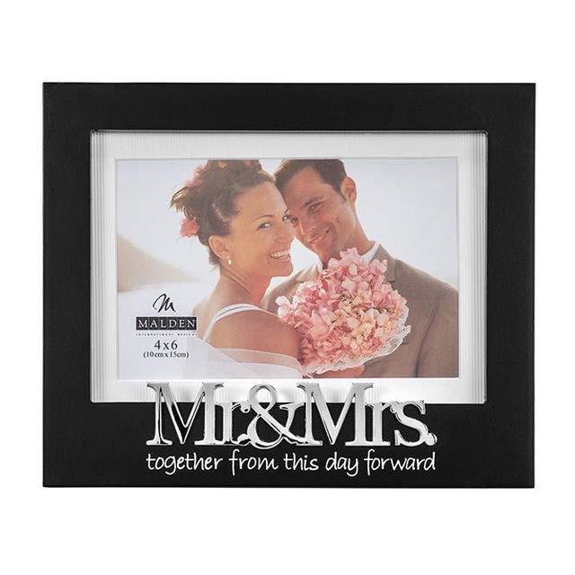 Malden International Designs Wedding Mr. and Mrs. Expression Picture Frame, 4x6, Black