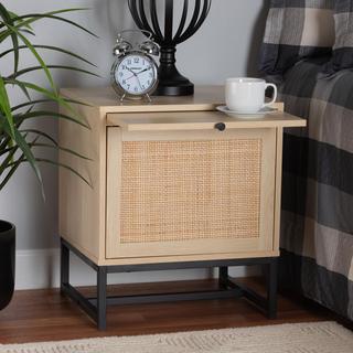 Caterina Natural Rattan Pull-Out Shelf Nightstand