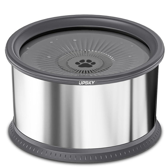UPSKY 6.5L Dog Water Bowl,1.6 Gallon Super Large Capacity No Spill Dog Water Bowl,Stainless Steel Spill Proof Slow Water Feeder,No Splash Water Bowl with Anti-Slip Mat for Messy Drinkers