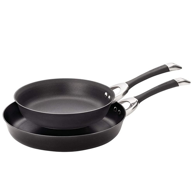 Circulon Symmetry Hard Anodized Nonstick Frying Pan Set / Fry Pan Set / Hard Anodized Skillet Set - 10 Inch and 12 Inch, Black