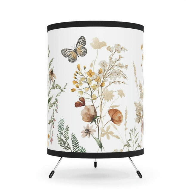 Wildflower lamp, Wildflower nursery decor, Monarch Butterfly table lamp, Boho floral baby room decor, Girl room lamp, Bedside lamp - BuG
