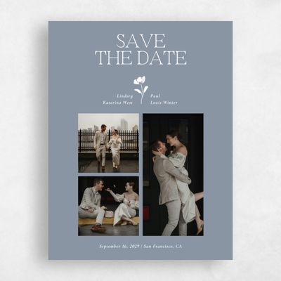 Dusty Blue Wedding Save the Date - Kendall Multiphoto