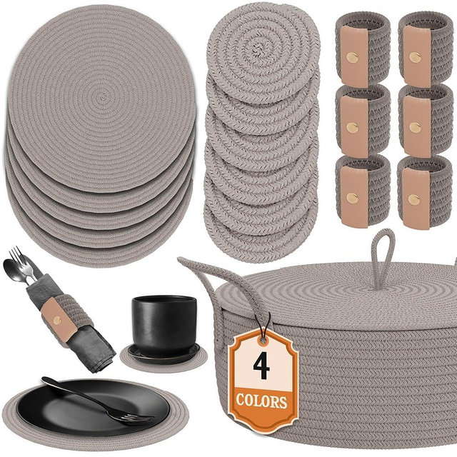Round Placemats Set of 6 Placemats Washable Woven Placemats Set of 6 Placemats Set of 6 Round Circle Placemats Round Woven Placemats Large Round Placemat Placemats Heat Resistant