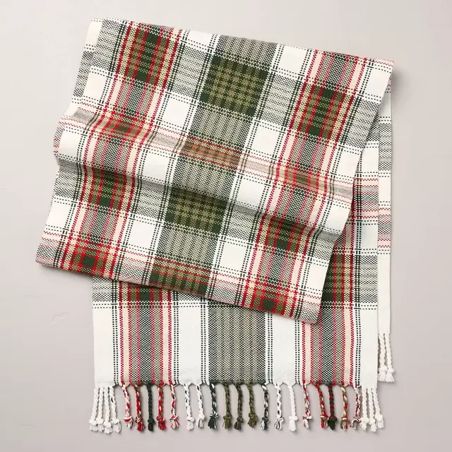 20"x90" Tartan Christmas Plaid Cotton Table Runner Green/Red/White - Hearth & Hand™ with Magnolia