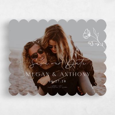 White Scalloped Wedding Save the Date - Varnell Photo