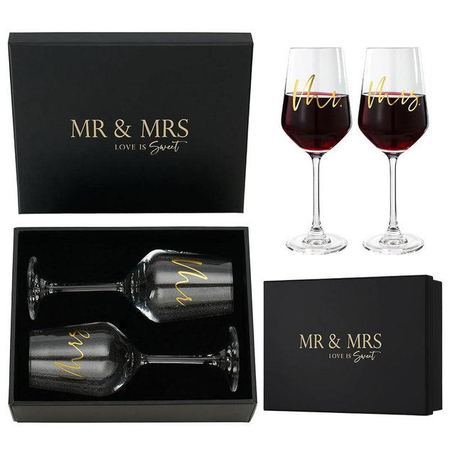 AW BRIDAL Wedding Gifts Bridal Shower Gift Engagement Gifts for Couples Newlyweds Anniversary Wine Glasses for Bride and Groom Mr and Mrs Wine Glasses Wedding Glasses