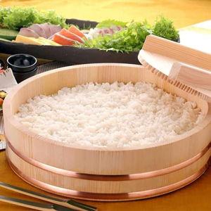 TIKUSAN Wooden Hangiri Sushi Rice Mixing Tub Copper Band with Lid Made in Japan Made of Sawara Cypress Sushi Rice Bowl with Lid Sushi Oke (11.8" (30cm))