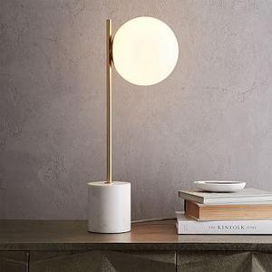 Sphere + Stem Table Lamp, Brass/Milk Glass, 1-Light