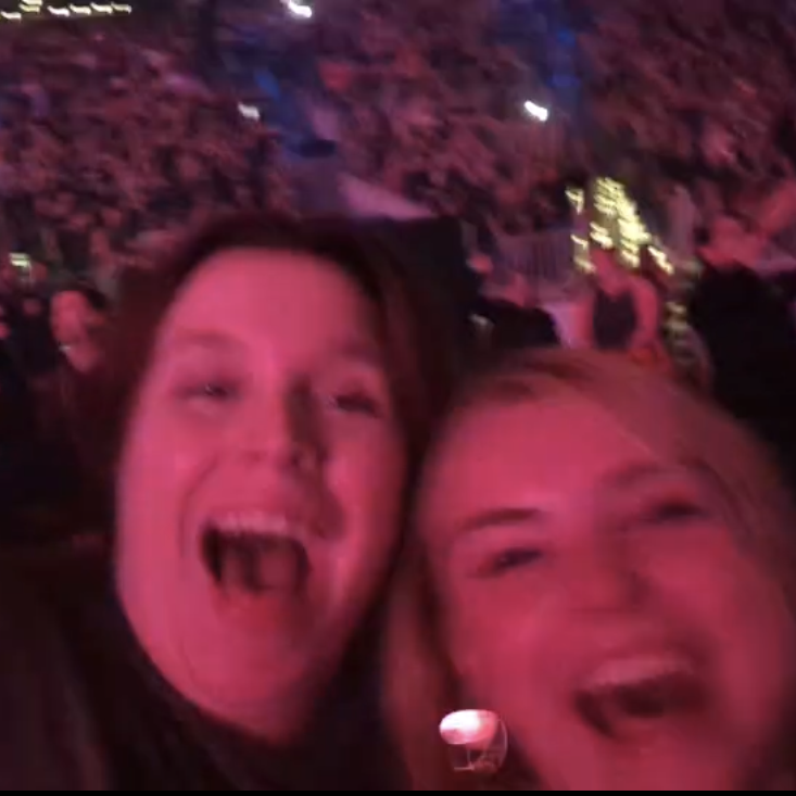 Carol & Steph screaming of joy at The Killers concert