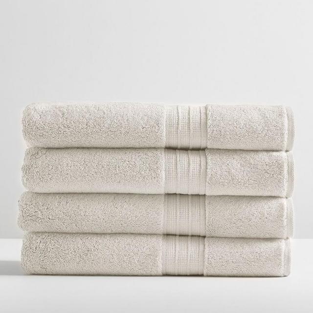 Heathered Oatmeal Hydrocotton Organic Bath Towels, Set of 4