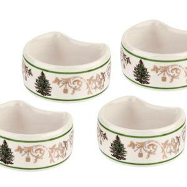 Christmas Tree Gold Set of 4 Napkin Rings | Spode