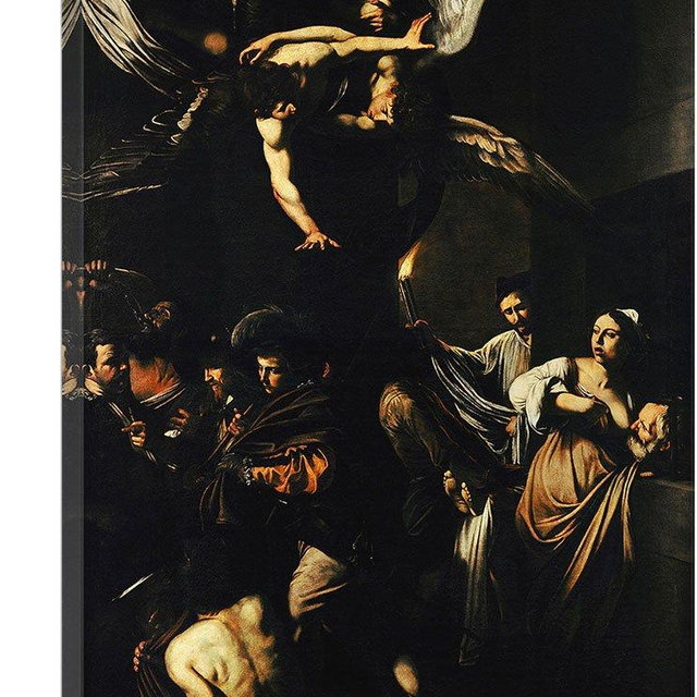 ARTCANVAS The Seven Works of Mercy 1607 Canvas Art Print Stretched Framed Painting Picture Poster Giclee Wall Decor by Caravaggio - 26" x 18" (0.75" Deep)