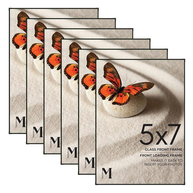 MANTELLO ESSENTIALS Picture Frames, 5x7 Picture Frame Buk, 6 Pack of Black Thin Frames, 5x7 Frame, Picture Frame Set of 6