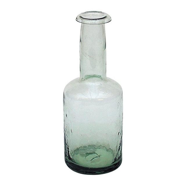 Time Concept Classical Glass Vessel - Narrow Neck - Decorative Flower Vase, Handmade Recycled Jars, Home Centerpiece Décor