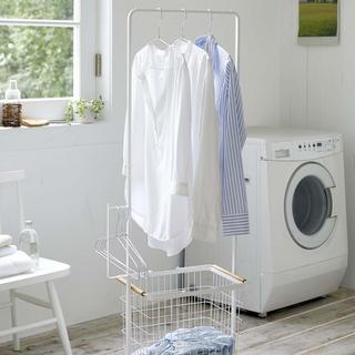 Tosca 2-Piece Rolling Hanger Rack and Laundry Basket Set