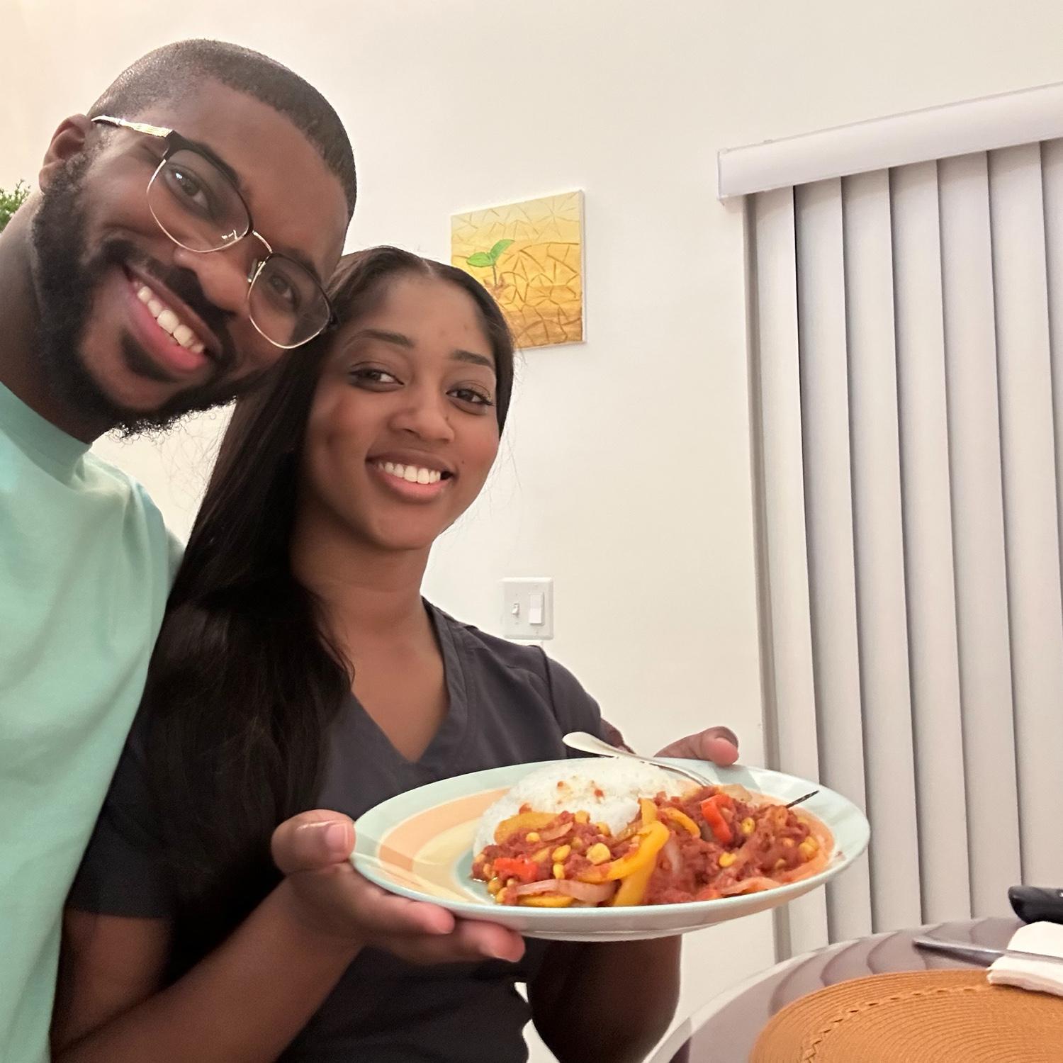 Andrew cooked a beautiful dinner for Samoy in honor of our one-month anniversary.