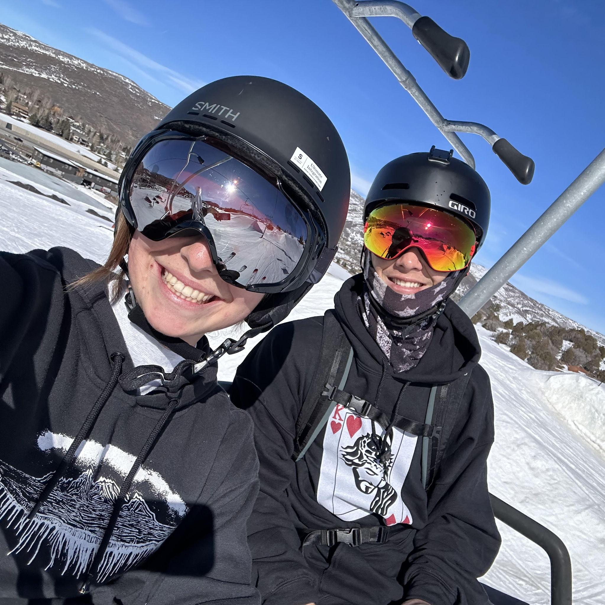 Max becoming Bree's ski instructor (she fell a lot)