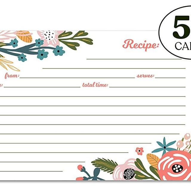 Jot & Mark Recipe Cards Floral Double Sided 4x6 50 Count (Garden Floral)