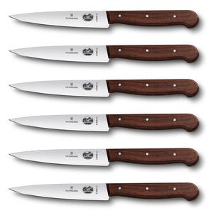 Victorinox 4-3/4-Inch Straight-Edge Pointed-Tip Steak Knife, Set of 6, Rosewood Handles