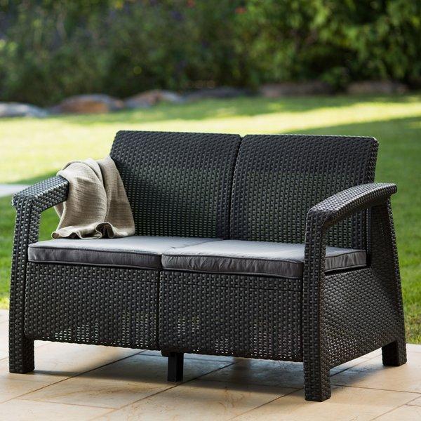 Berard Patio Loveseat with Cushions                    by                              Mercury Row