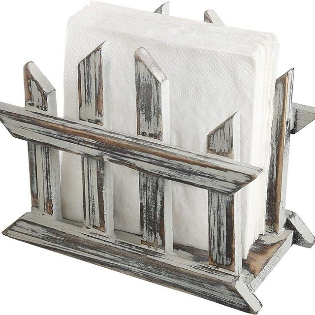 MyGift Rustic Torched Wood Fence Design Napkin Holder