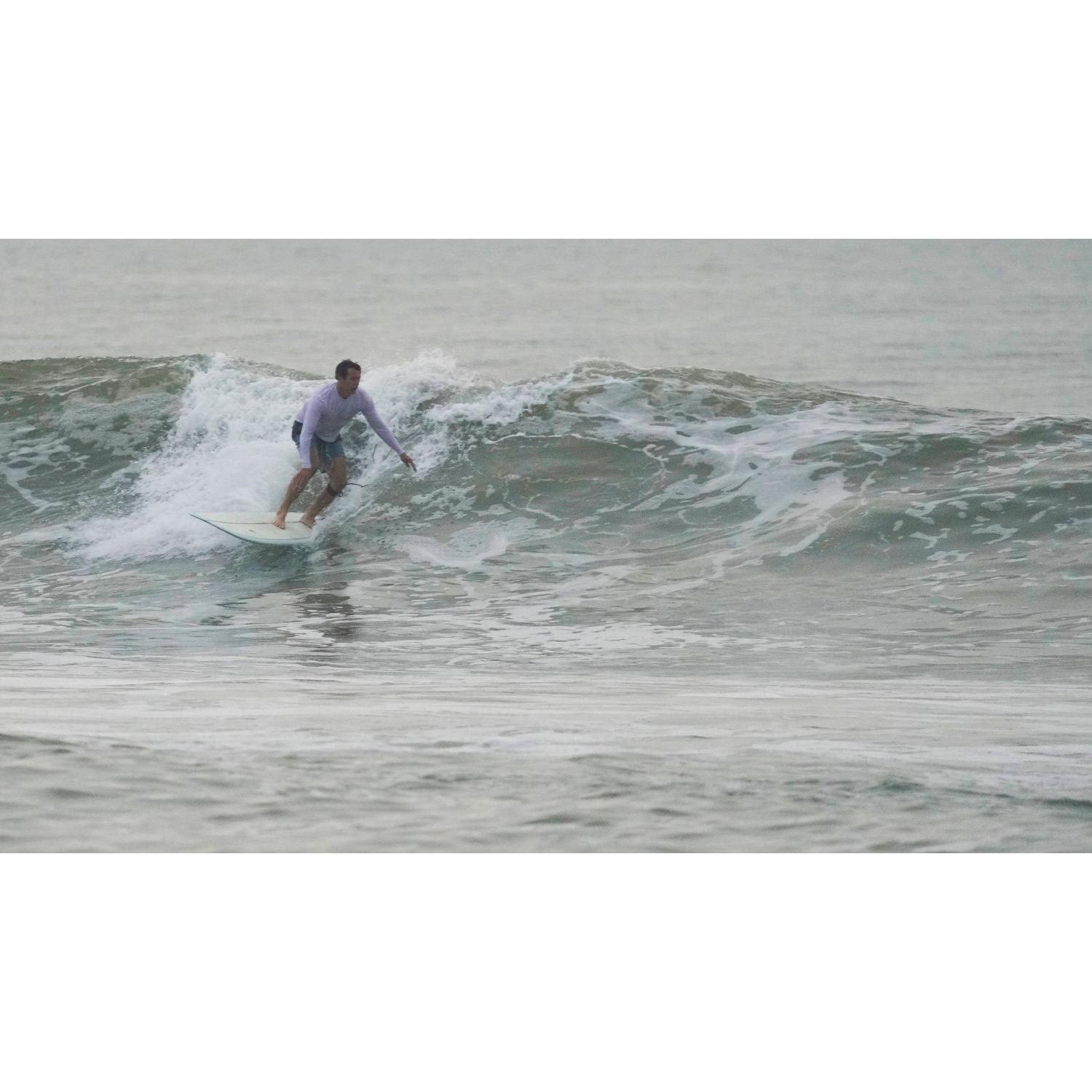 Carl first learned to surf as a young teenager in Atlantic Beach. A surfer ever since, he caught good waves when Genevieve's niece, Wren was born in August 2021.