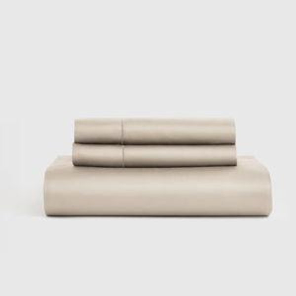 Giza Cotton Sateen Fitted Sheet Set in Sand