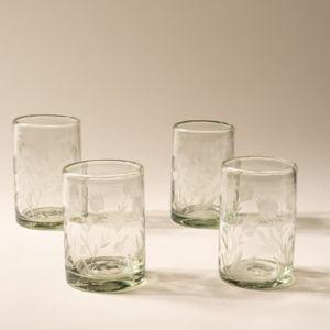 Etched Thistle Glassware [Tumbler Set of 4]