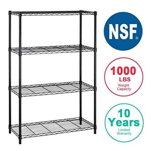 4-Shelf Storage Shelves Heavy Duty Shelving Unit for Kitchen Metal Shelves Garage Organizer Wire Rack Shelving Storage Unit Shelf Adjustable Utility NSF Certification Commercial-14x36x54 Inch