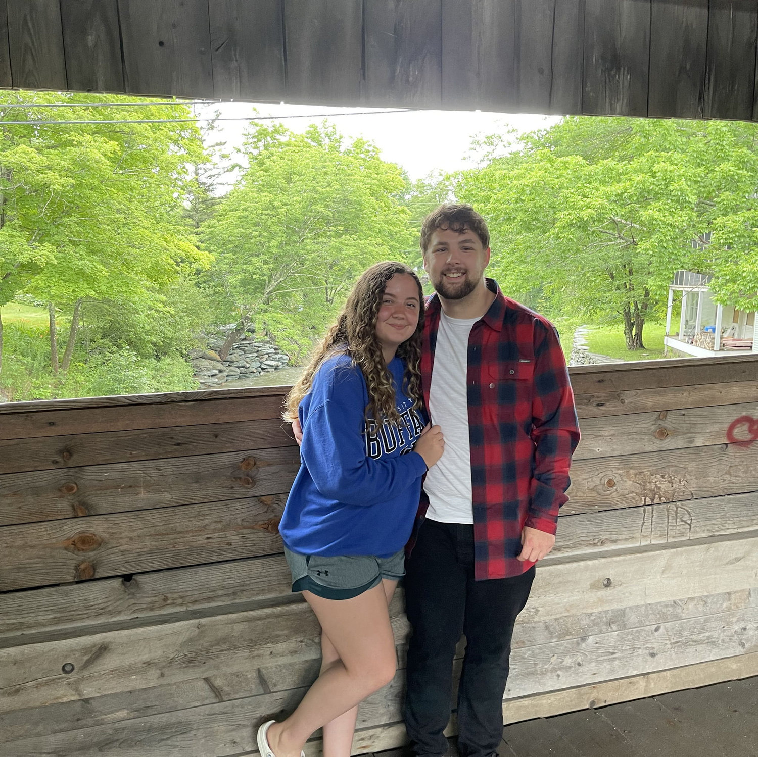 6 month anniversary trip to Vermont, taken under a covered bridge